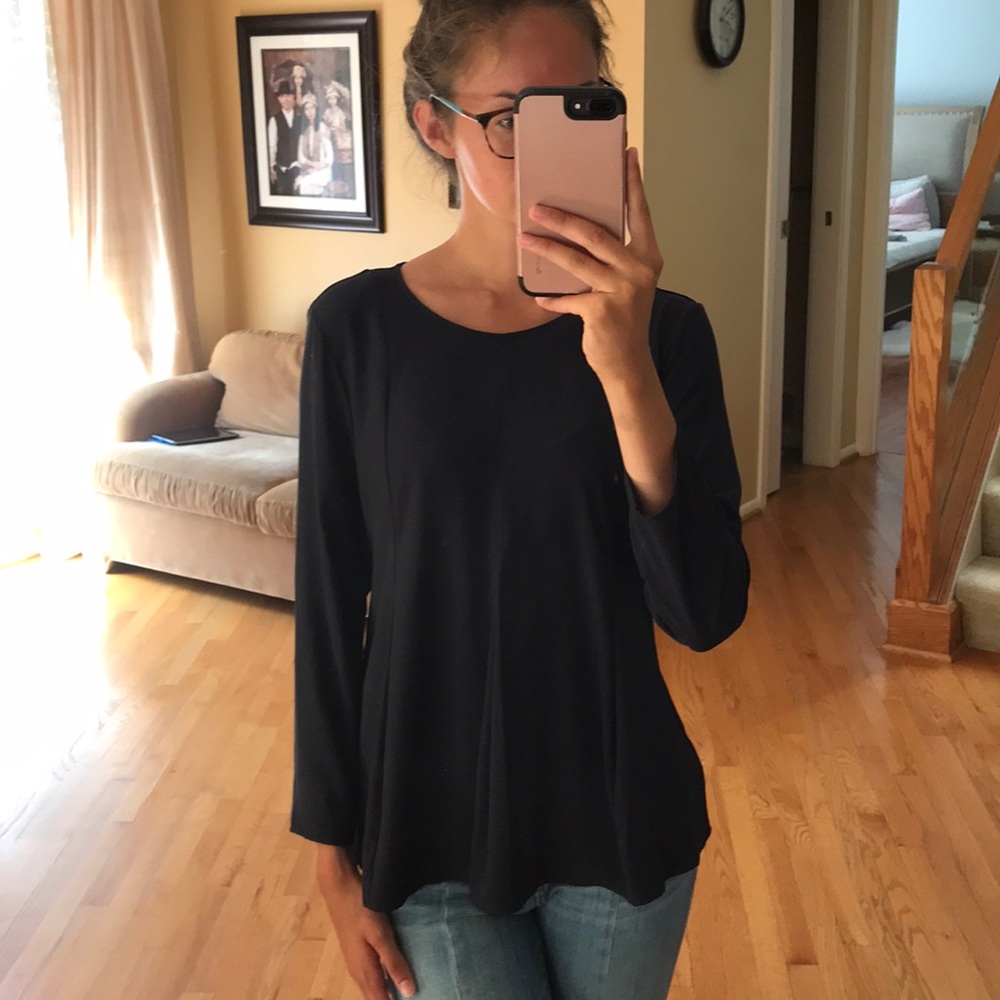 Ann Taylor Navy Blouse Top